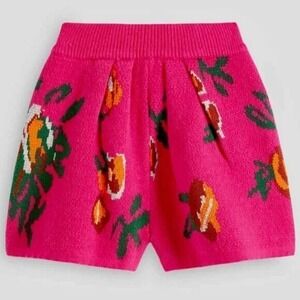 BRIGHT PINK SHORTS FLORAL SWEATER KNIT SIZE S NEW MSRP $59.00 BARBIECORE